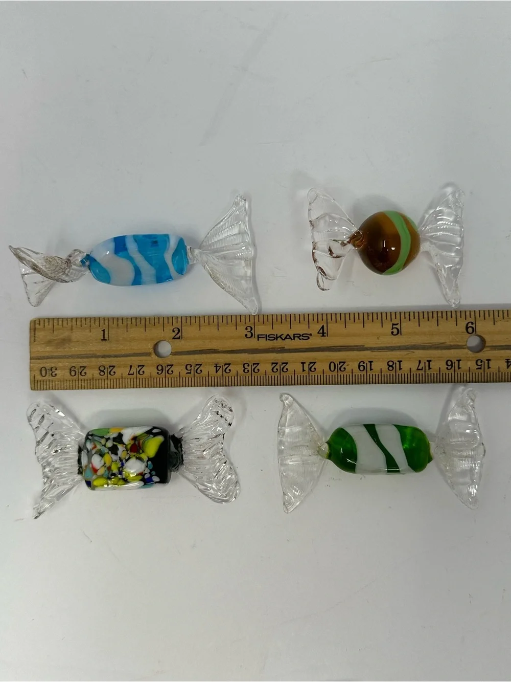 Art Glass Candy Assorted Colors Hand Blown Decorative Sweets Lot of 4 A1